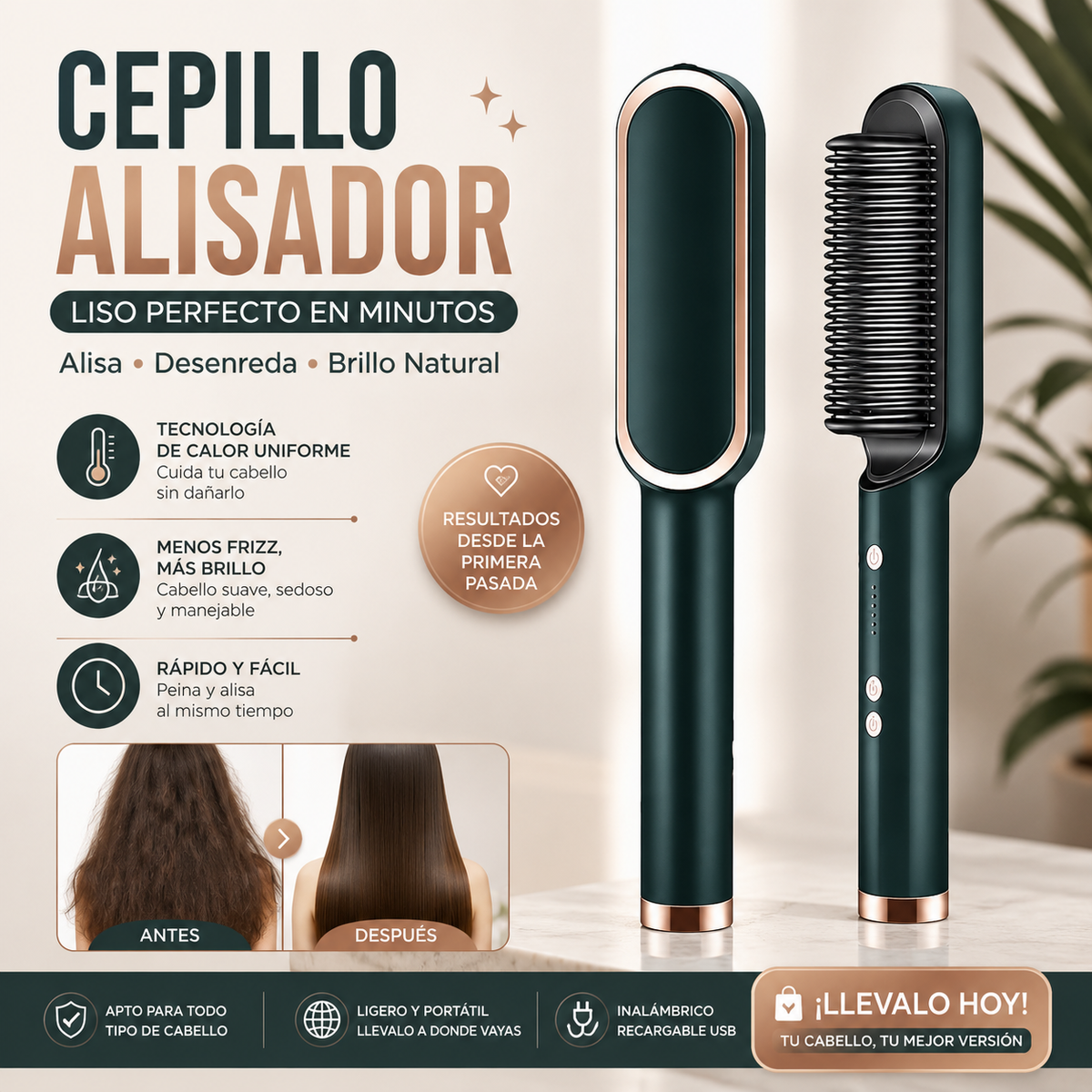 Cepillo Alisador Rizador Multifuncional